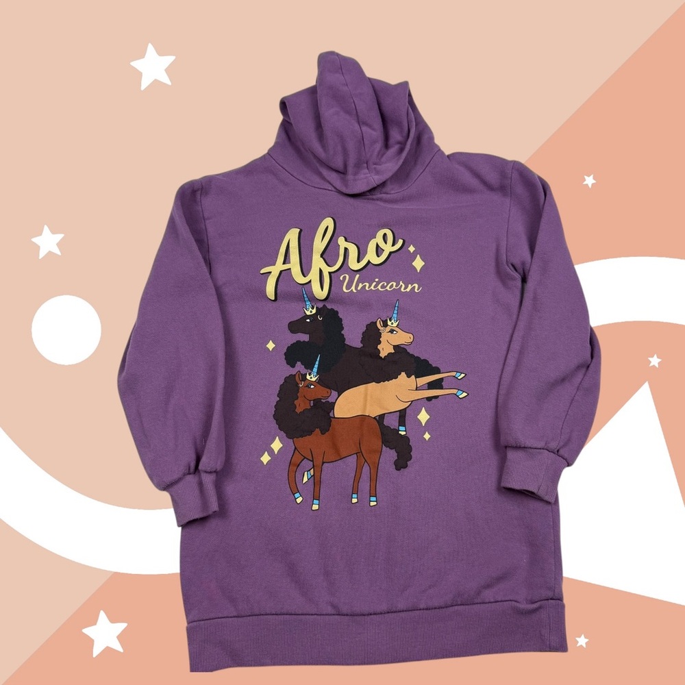 H&M Kids Purple Afro Unicorn Sweatshirt